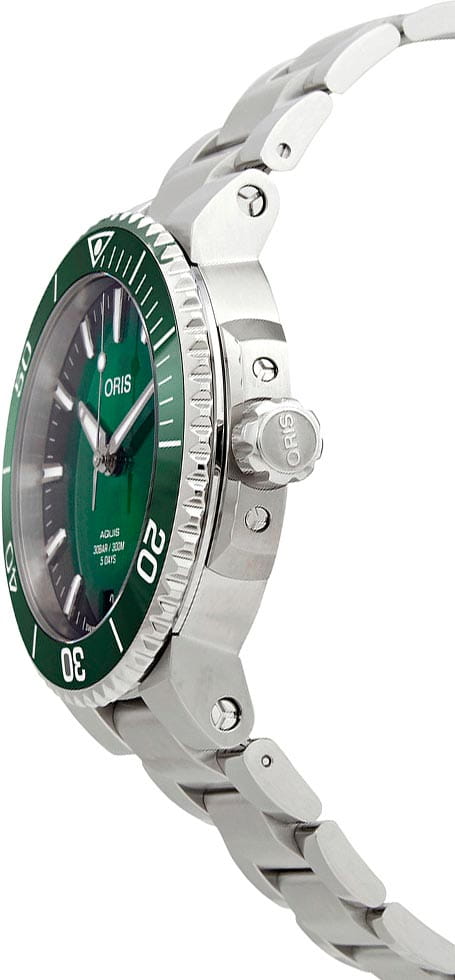 Oris Oris Aquis 01 400 7763 4157-07 8 24 09PEB, aquis швейцария мужские часы на браслете нержавеющая сталь боковой вид