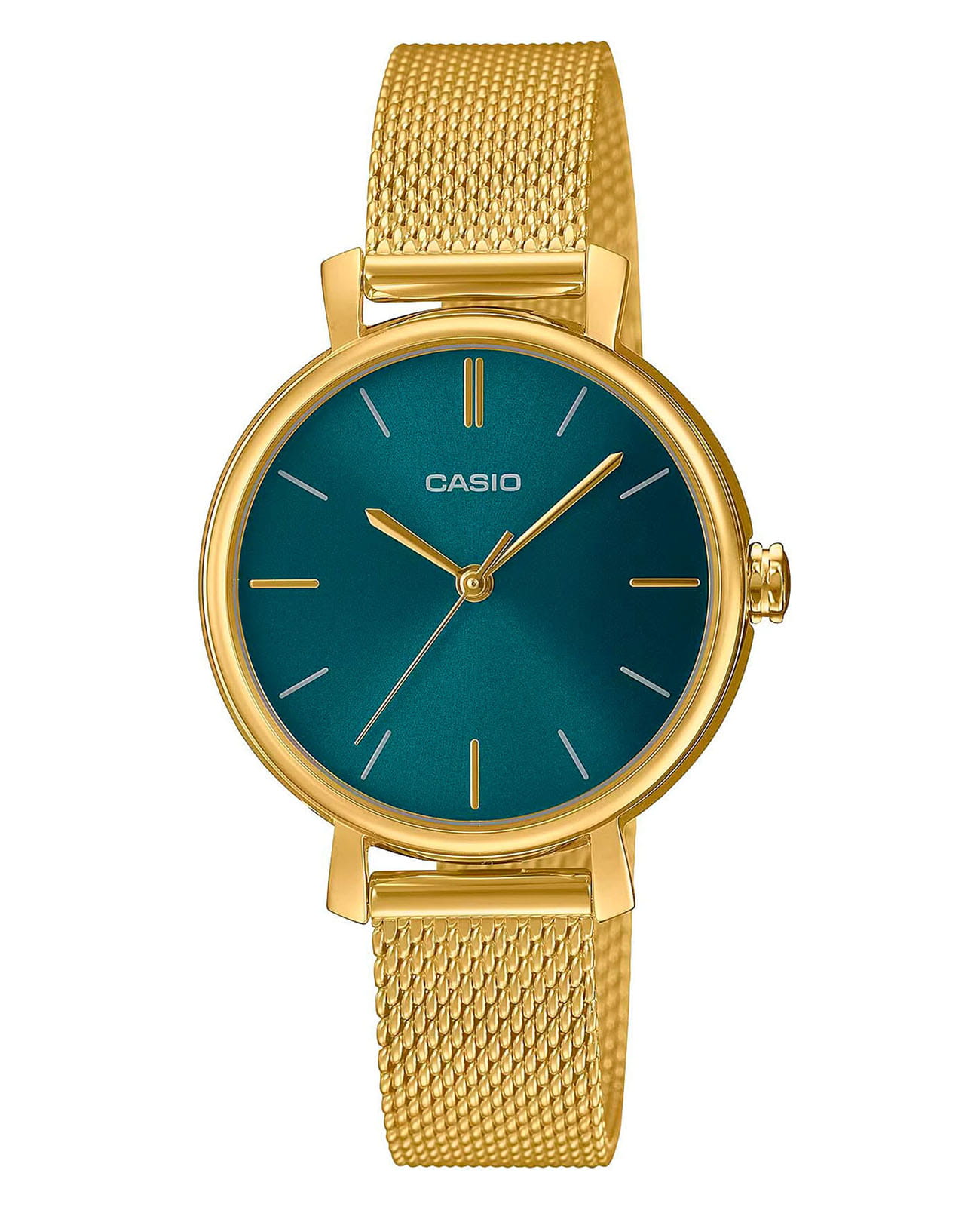 Casio Casio Collection LTP-2024VMG-3  LTP-2024VMG-3 кварцевые женские часы зеленый циферблат, браслет сталь с ip покрытием — вид спереди