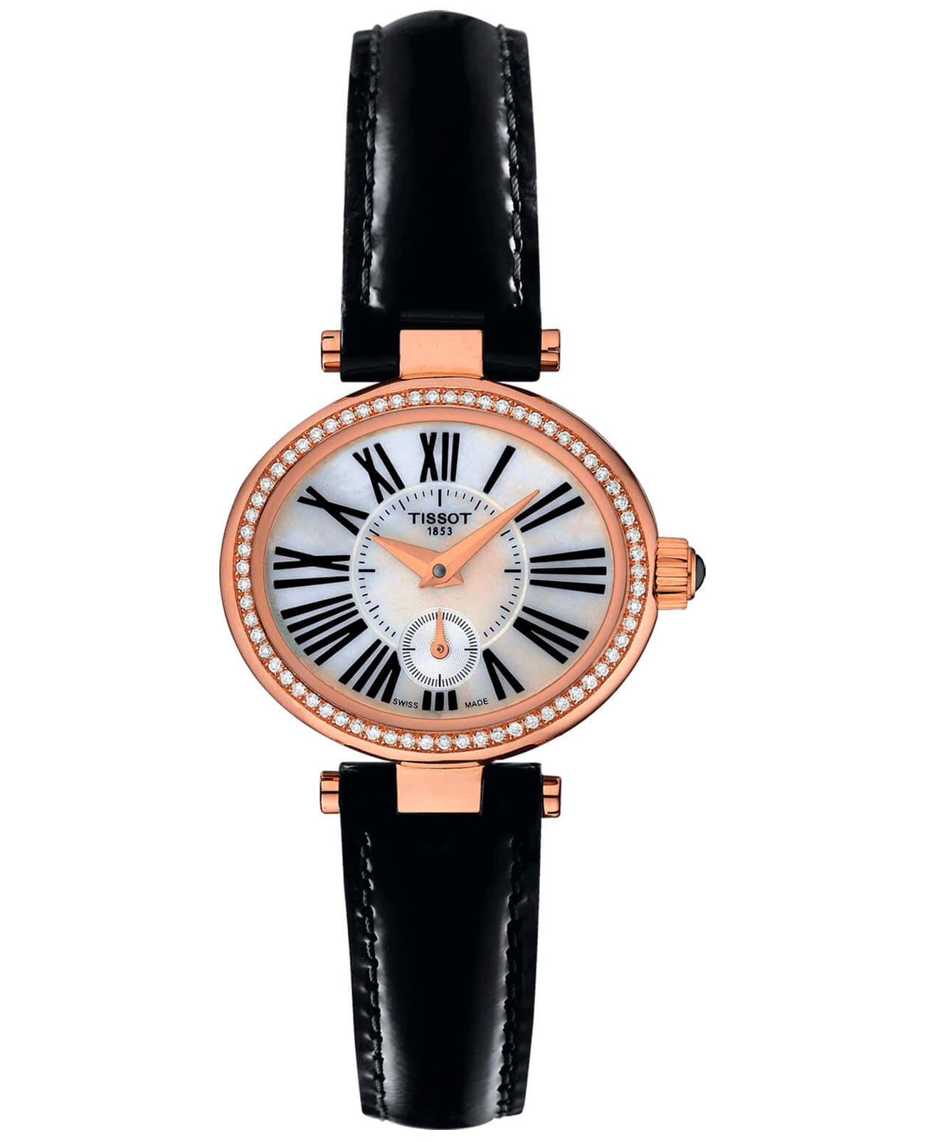 Tissot Tissot Glamorous 18K Gold T917.110.76.113.01  T9171107611301 кварцевые женские часы перламутровый циферблат, браслет кожаный — вид спереди