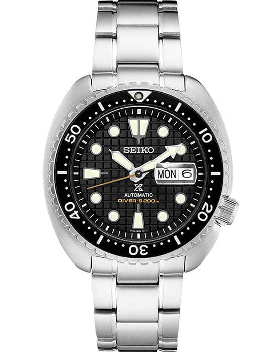 Seiko Seiko Prospex SRPE03K1S  SRPE03K1S механические мужские часы черный циферблат, браслет нержавеющая сталь — вид спереди