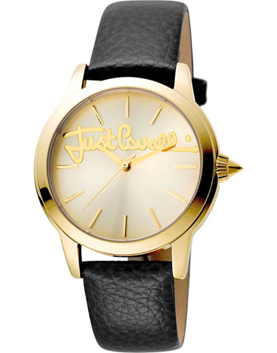 Just Cavalli Just Cavalli JC1L006L0035  JC1L006L0035 кварцевые женские часы золотой циферблат, браслет кожаный — вид спереди