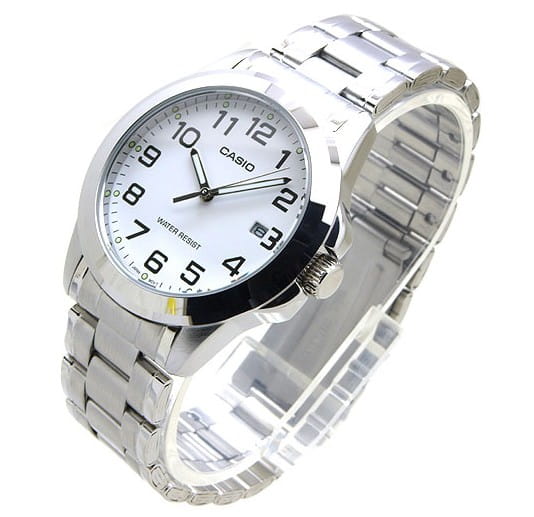 Casio Casio Collection MTP-1215A-7B2 кварцевые мужские часы часы крупный план белый циферблата
