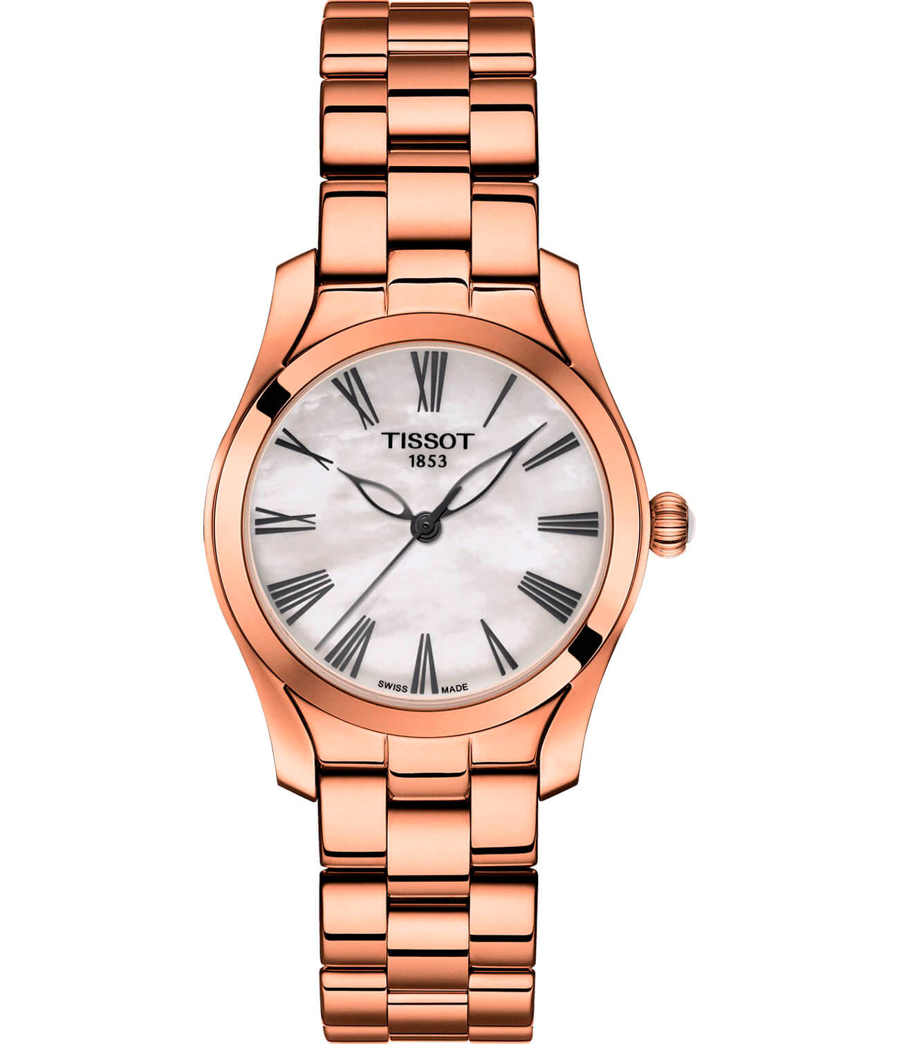 Tissot Tissot T-Wave T112.210.33.113.00 T Wave T1122103311300 кварцевые женские часы перламутровый циферблат, браслет сталь c pvd покрытием — вид спереди