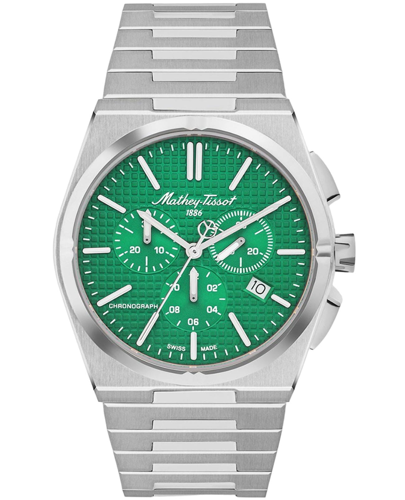 Mathey-Tissot Mathey-Tissot Zoltan H117CHAV  H117CHAV кварцевые мужские часы зеленый циферблат, браслет нержавеющая сталь — вид спереди