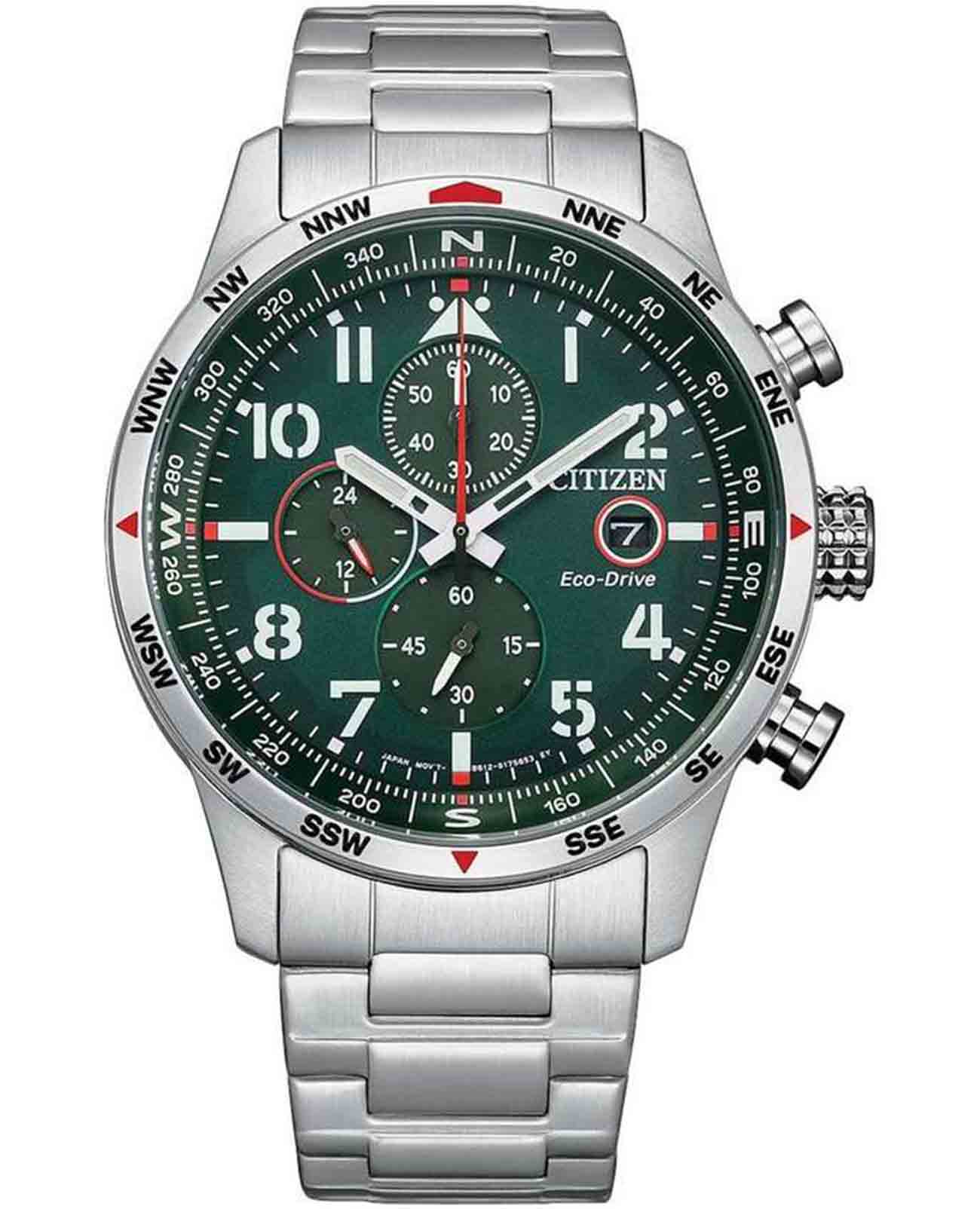 Citizen Citizen Eco-Drive CA0791-81X  CA0791-81X кварцевые мужские часы зеленый циферблат, браслет нержавеющая сталь — вид спереди