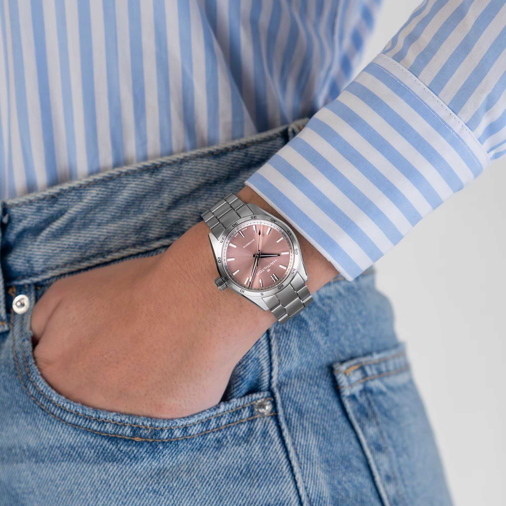 Hamilton Hamilton Jazzmaster Performer Auto H36105171 механические женские часы часы крупный план красный циферблата