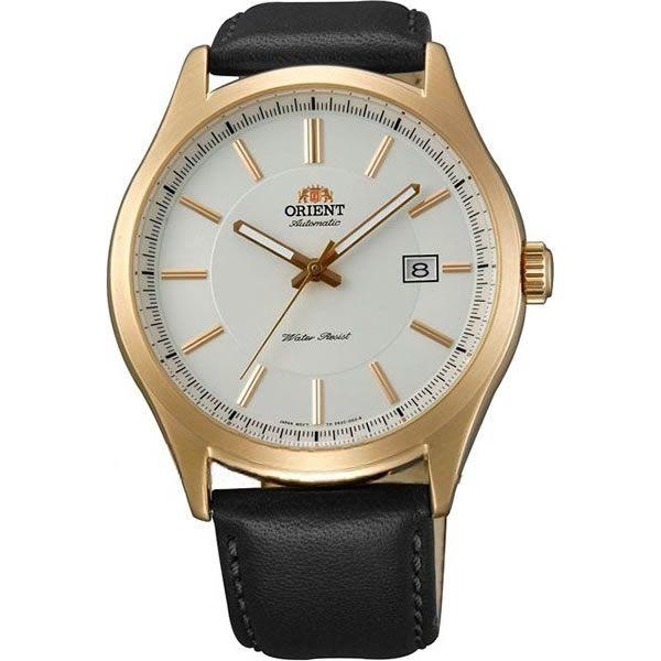 Orient Orient ER2C003W (FER2C003W)  FER2C003W механические мужские часы белый циферблат, браслет кожа + текстиль — вид спереди