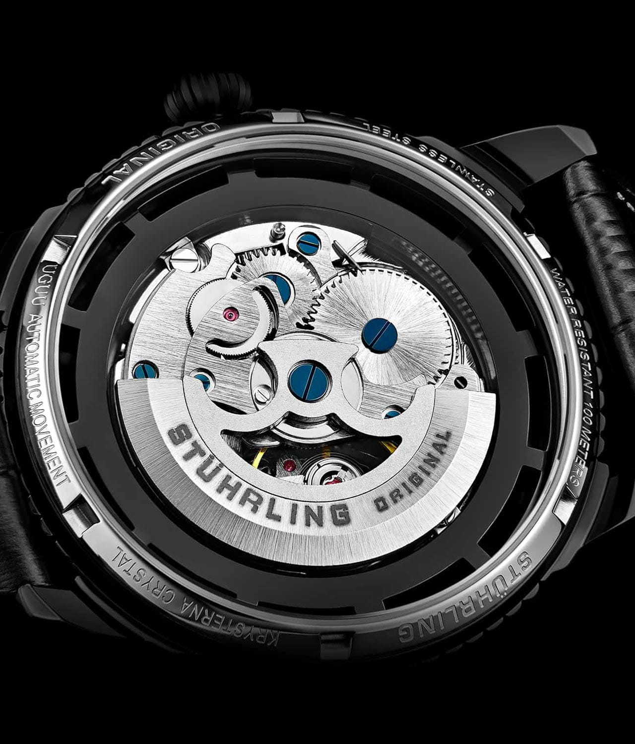 Stuhrling Stuhrling Legacy 3933.3,  сша мужские часы на браслете кожаный боковой вид