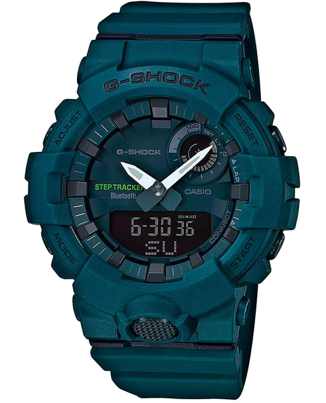 Casio Casio G-Shock GBA-800-3A G-SQUAD GBA-800-3A электронные мужские часы зеленый циферблат, браслет пластик — вид спереди