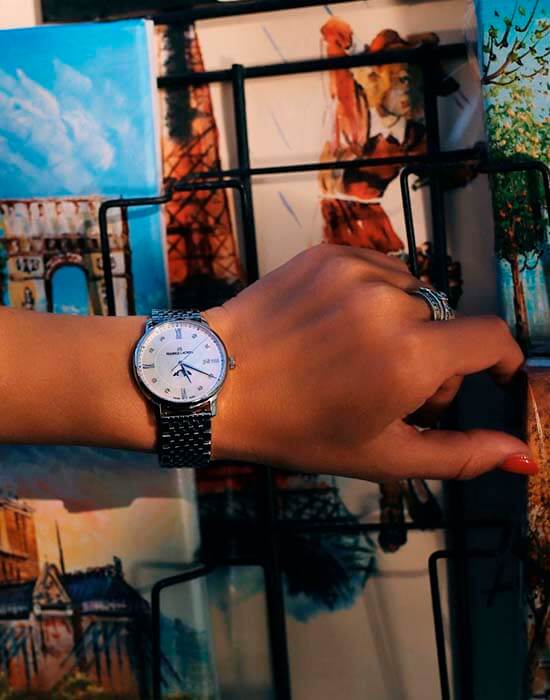 Maurice Lacroix Maurice Lacroix Eliros Moonphase EL1096-SS002-150-1 , наручные женские часы фото под углом