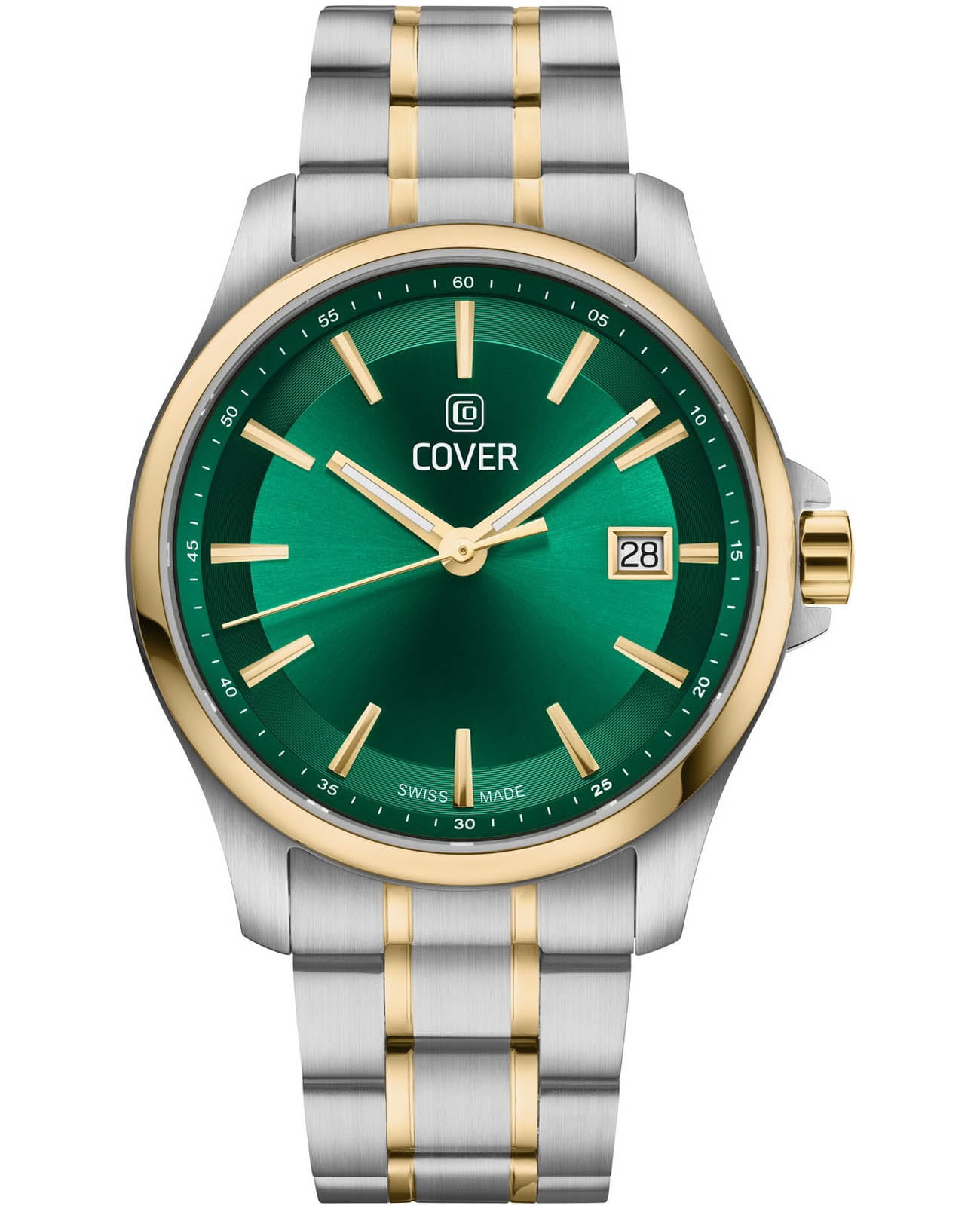 Cover Cover Marville CO214.07  CO214.07 кварцевые мужские часы зеленый циферблат, браслет нержавеющая сталь с pvd-покрытием — вид спереди