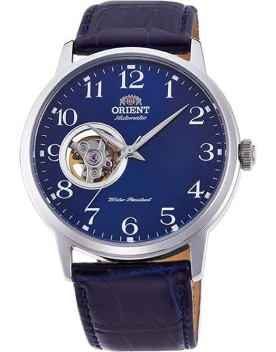 Orient Orient RA-AG0011L (RN-AG0011L)  RA-AG0011L механические мужские часы синий циферблат, браслет кожаный — вид спереди