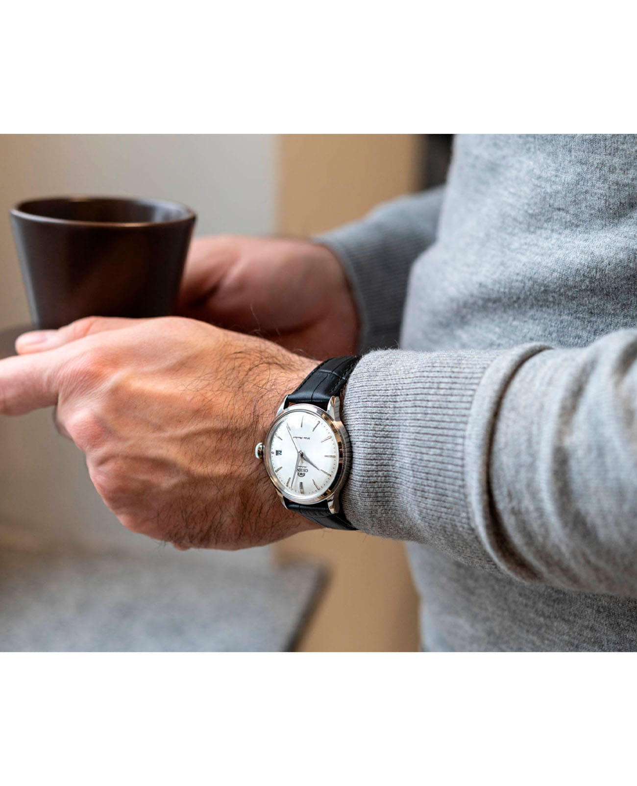 Orient Orient Automatic RA-AC0M03S (RN-AC0M03S), classic automatic япония мужские часы на браслете кожаный боковой вид