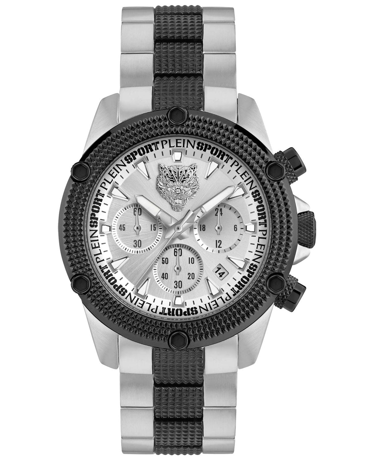 Plein Sport Plein Sport Hurricane PSDBA0923  PSDBA0923 кварцевые мужские часы серебристый циферблат, браслет сталь с ip покрытием — вид спереди