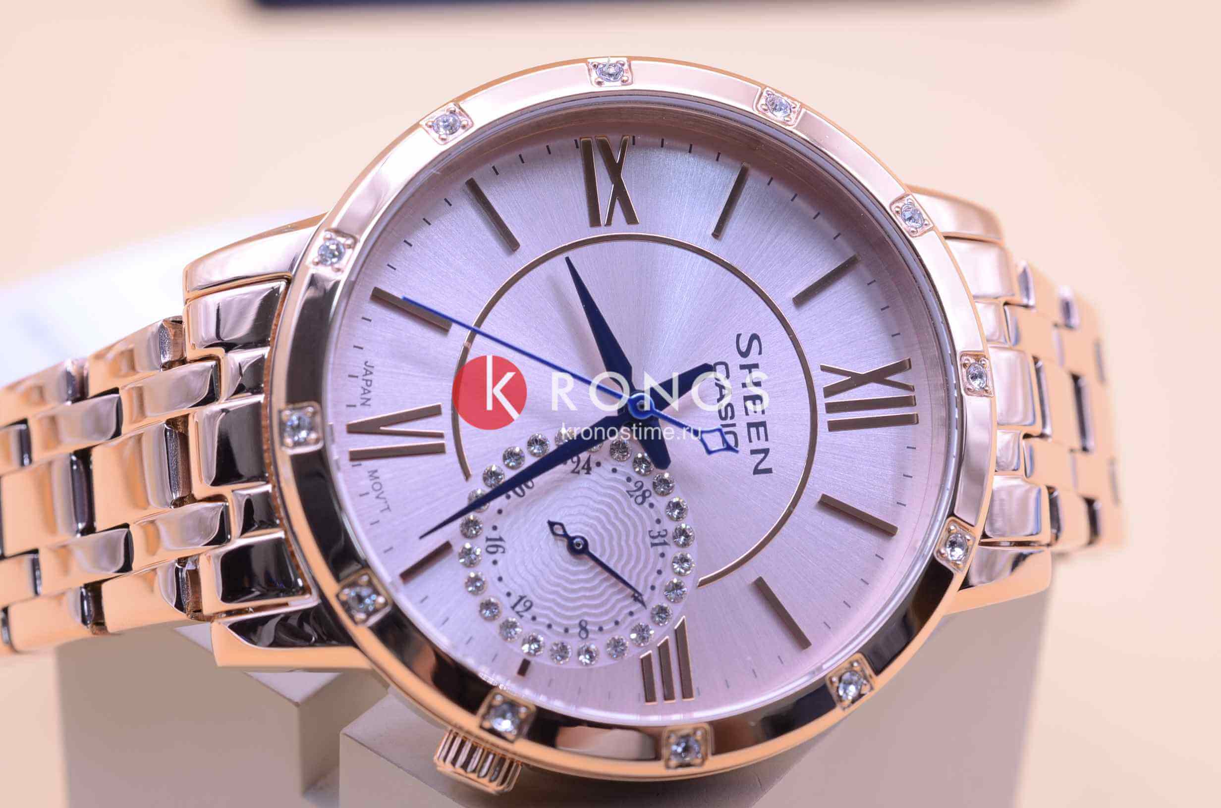 Casio Casio Sheen SHE-3046PG-4AUER, sheen япония женские часы на браслете сталь с ip покрытием боковой вид