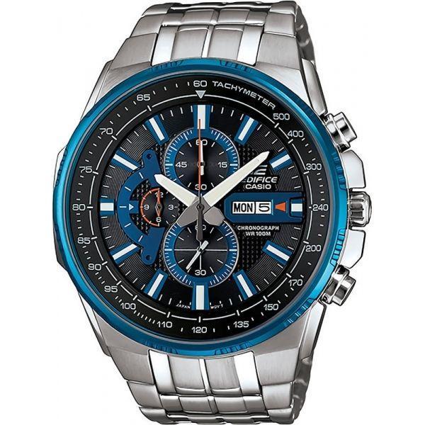 Casio Casio Edifice EFR-549D-1A2 EFR EFR-549D-1A2 кварцевые мужские часы черный циферблат, браслет нержавеющая сталь — вид спереди