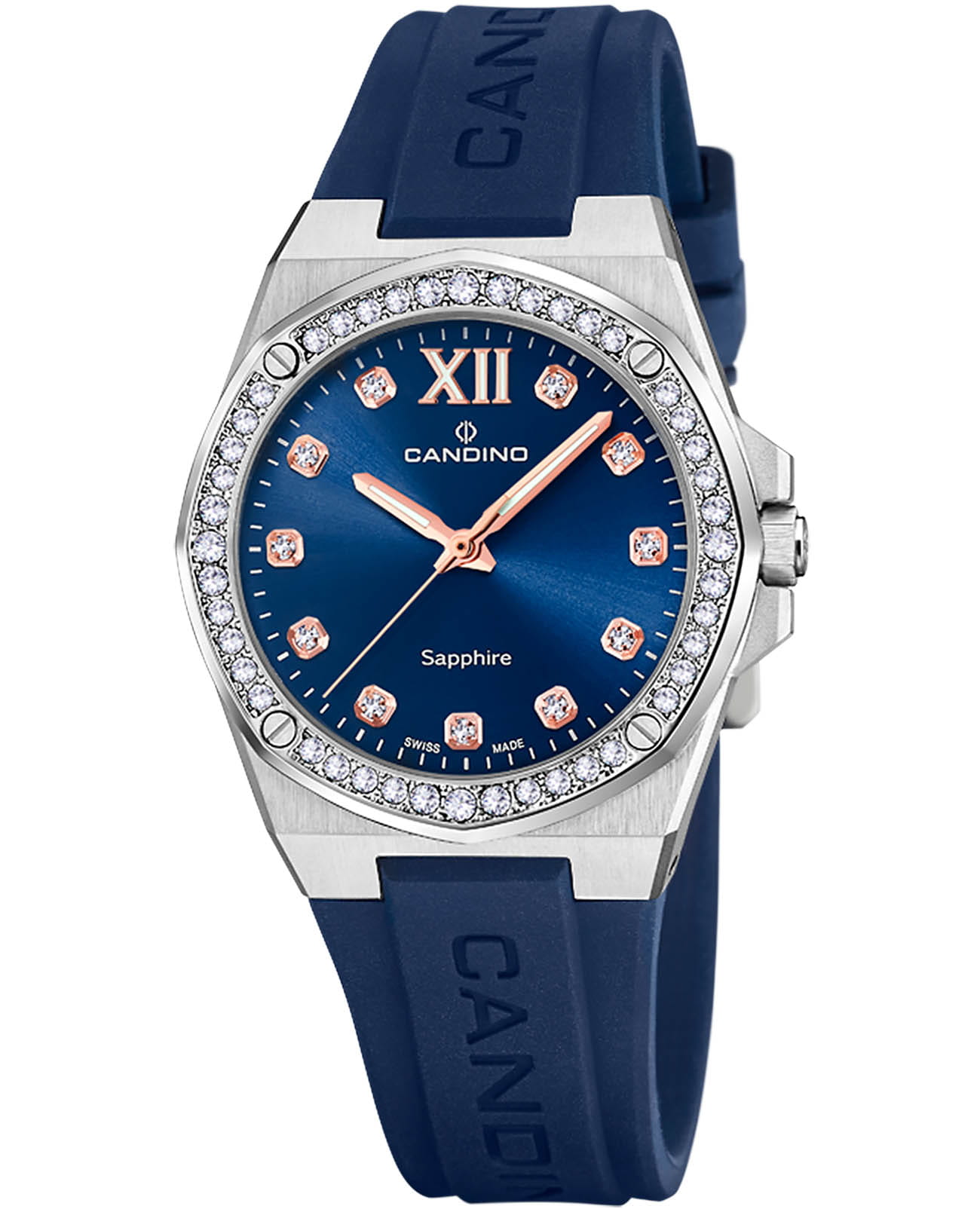 Candino Candino Elegance C4772/2  C4772/2 кварцевые женские часы синий циферблат, браслет каучук — вид спереди