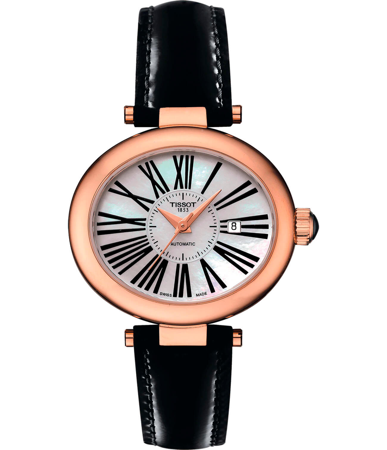 Tissot Tissot Glamorous Lady Automatic 18K Gold T917.307.76.113.01  T9173077611301 механические женские часы перламутровый циферблат, браслет кожаный — вид спереди