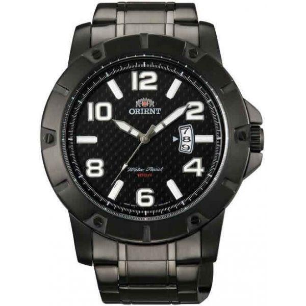 Orient Orient UNE0001B (FUNE0001B)  FUNE0001B  мужские часы черный циферблат, браслет  — вид спереди