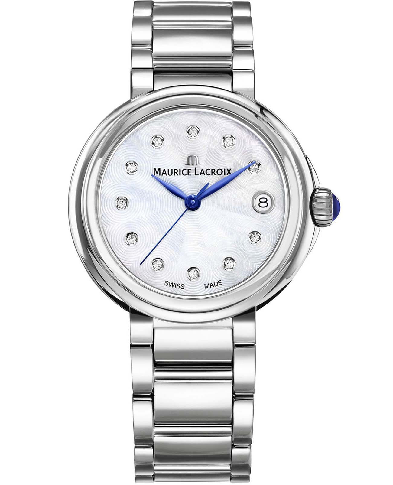 Maurice Lacroix Maurice Lacroix FIABA Date FA1007-SS002-170-1  FA1007-SS002-170-1 кварцевые женские часы серебристый циферблат, браслет нержавеющая сталь — вид спереди