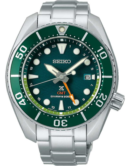 Seiko Seiko Prospex Sea SFK003J1 Sea SFK003J1 кварцевые мужские часы зеленый циферблат, браслет нержавеющая сталь — вид спереди