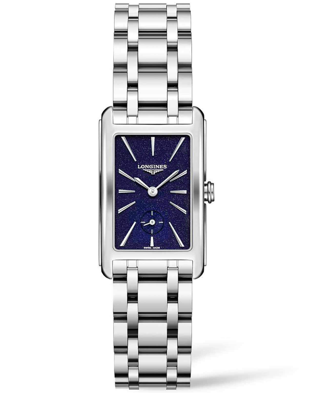 Longines Longines DolceVita L5.512.4.93.6  L55124936 кварцевые женские часы синий циферблат, браслет нержавеющая сталь — вид спереди