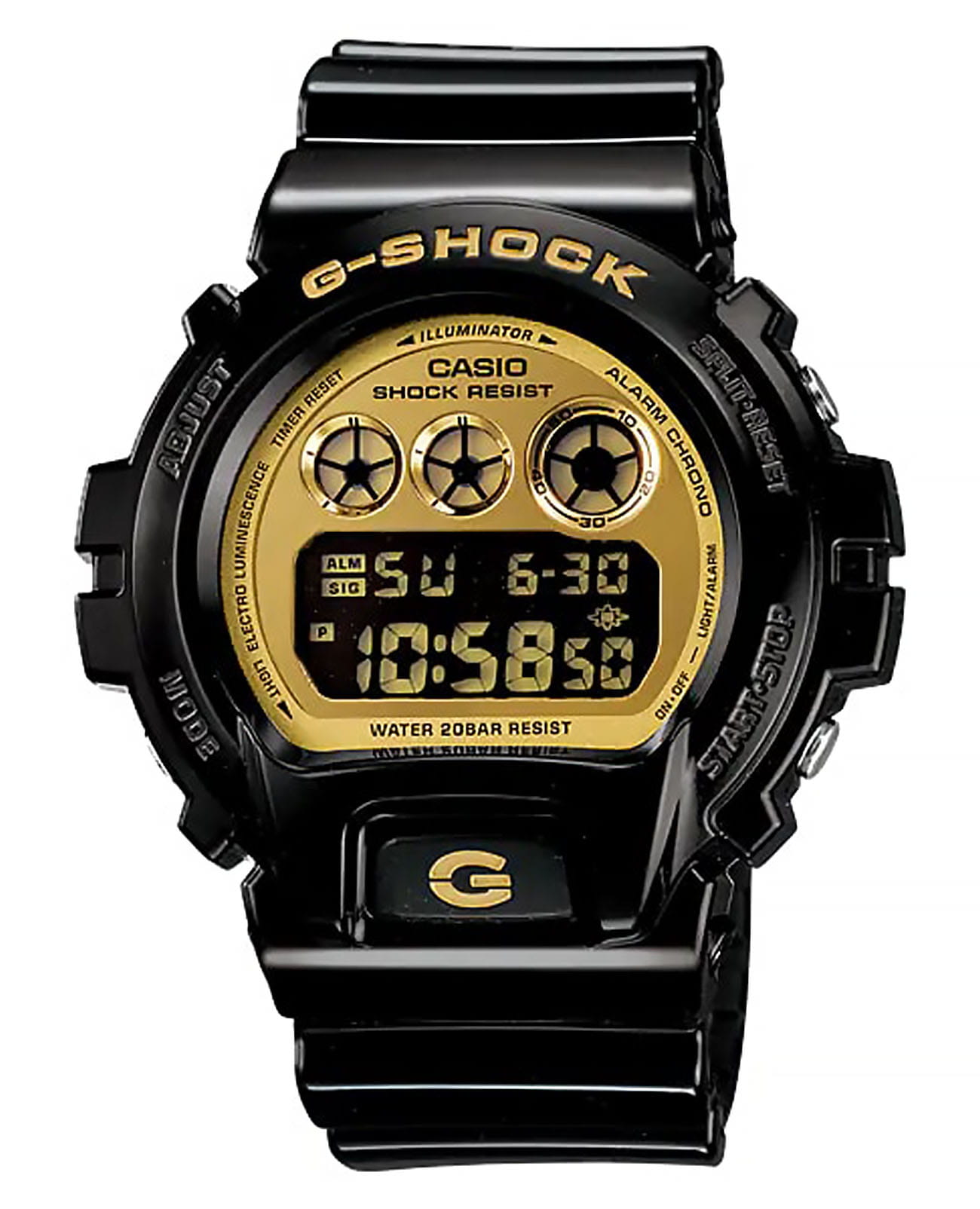Casio Casio G-Shock DW-6900CB-1DS (DW-6900CB-1E)  DW-6900CB-1E электронные мужские часы  циферблат, браслет пластик — вид спереди