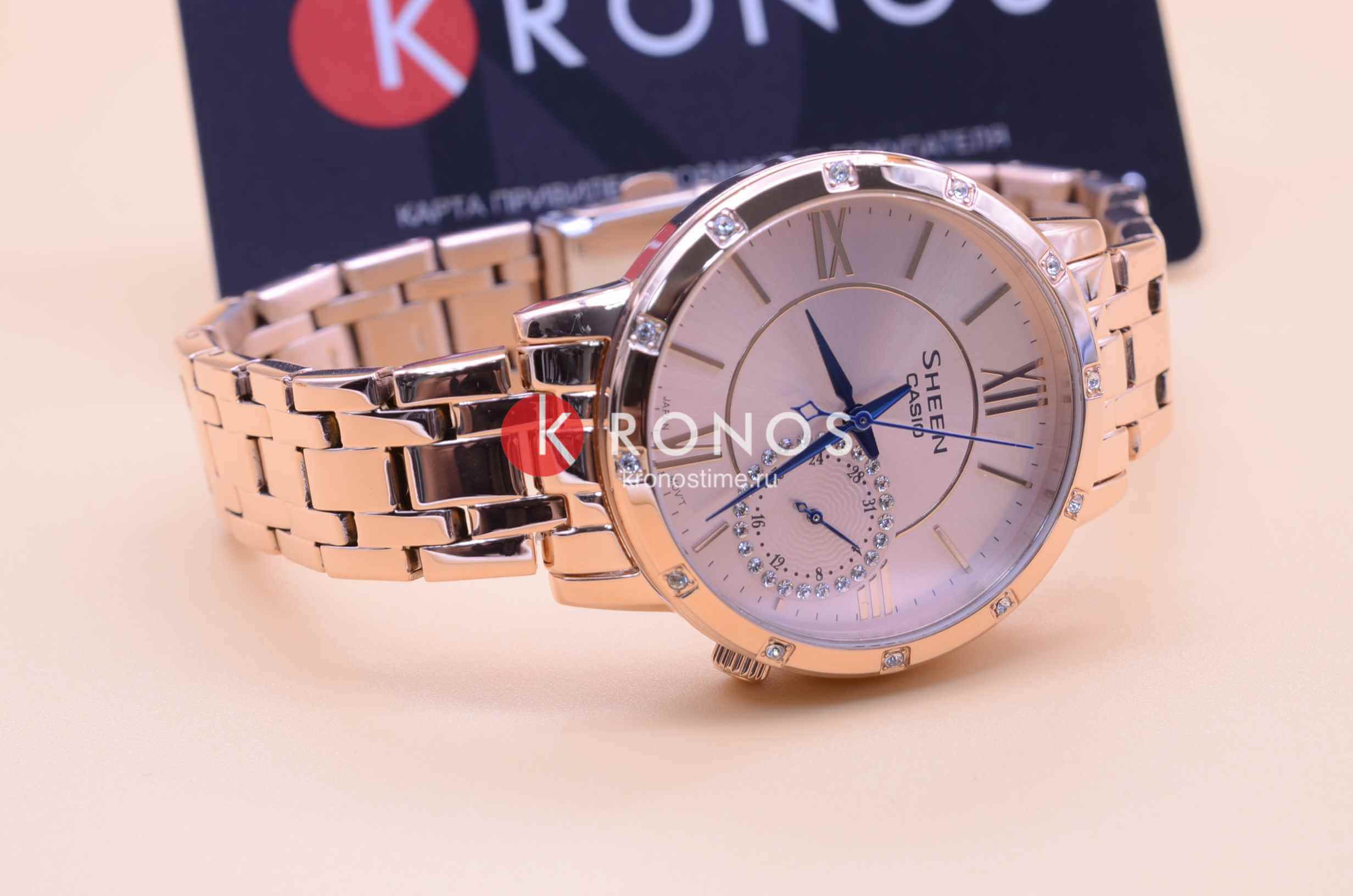 Casio Casio Sheen SHE-3046PG-4AUER , наручные женские часы фото под углом