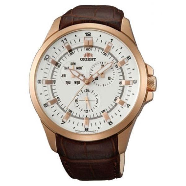 Orient Orient UT0D004W (FUT0D004W)  FUT0D004W  мужские часы белый циферблат, браслет кожа + текстиль — вид спереди