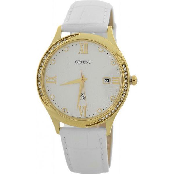 Orient Orient UNF8004W (FUNF8004W)  FUNF8004W  женские часы белый циферблат, браслет кожа + текстиль — вид спереди