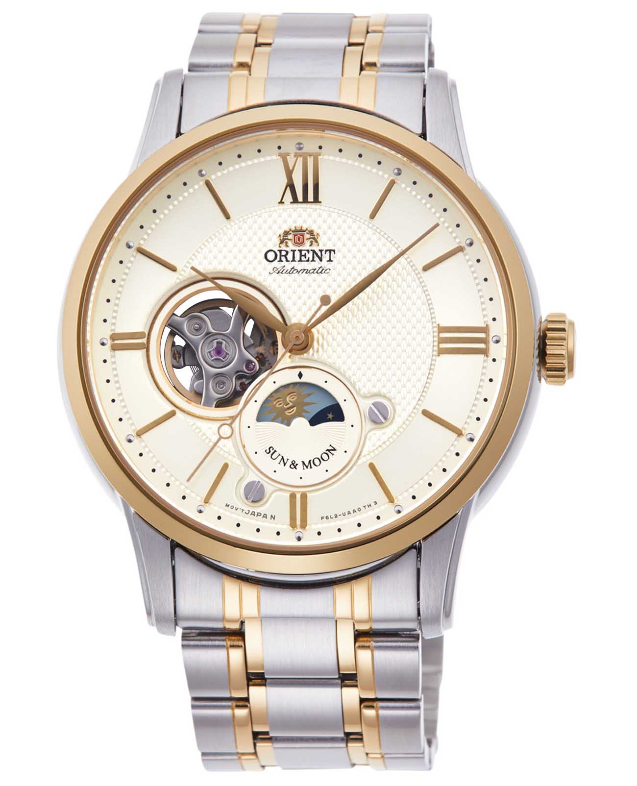 Orient Orient Sporty RA-AS0001S (RN-AS0001S)  RA-AS0001S механические мужские часы белый циферблат, браслет сталь с ip покрытием — вид спереди