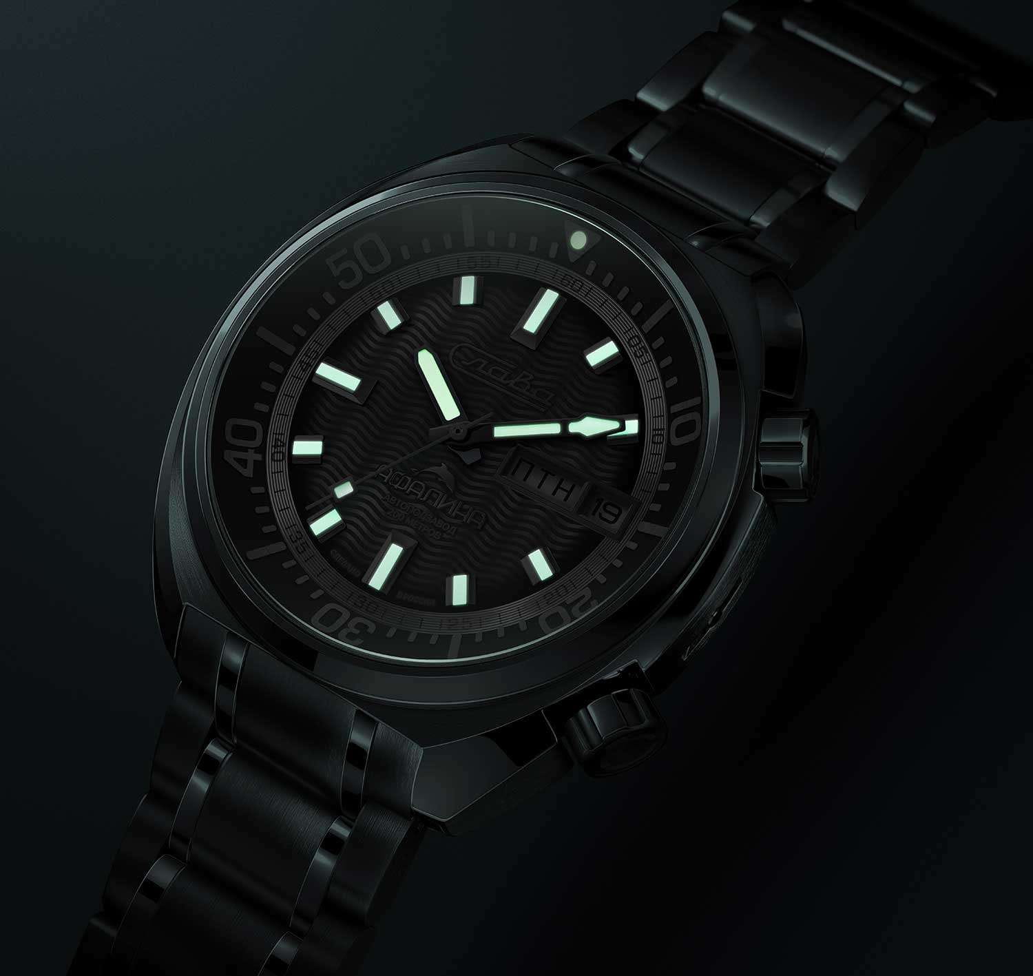 Слава Слава Афалина 2430582/100-2427,  россия мужские часы на браслете нержавеющая сталь боковой вид