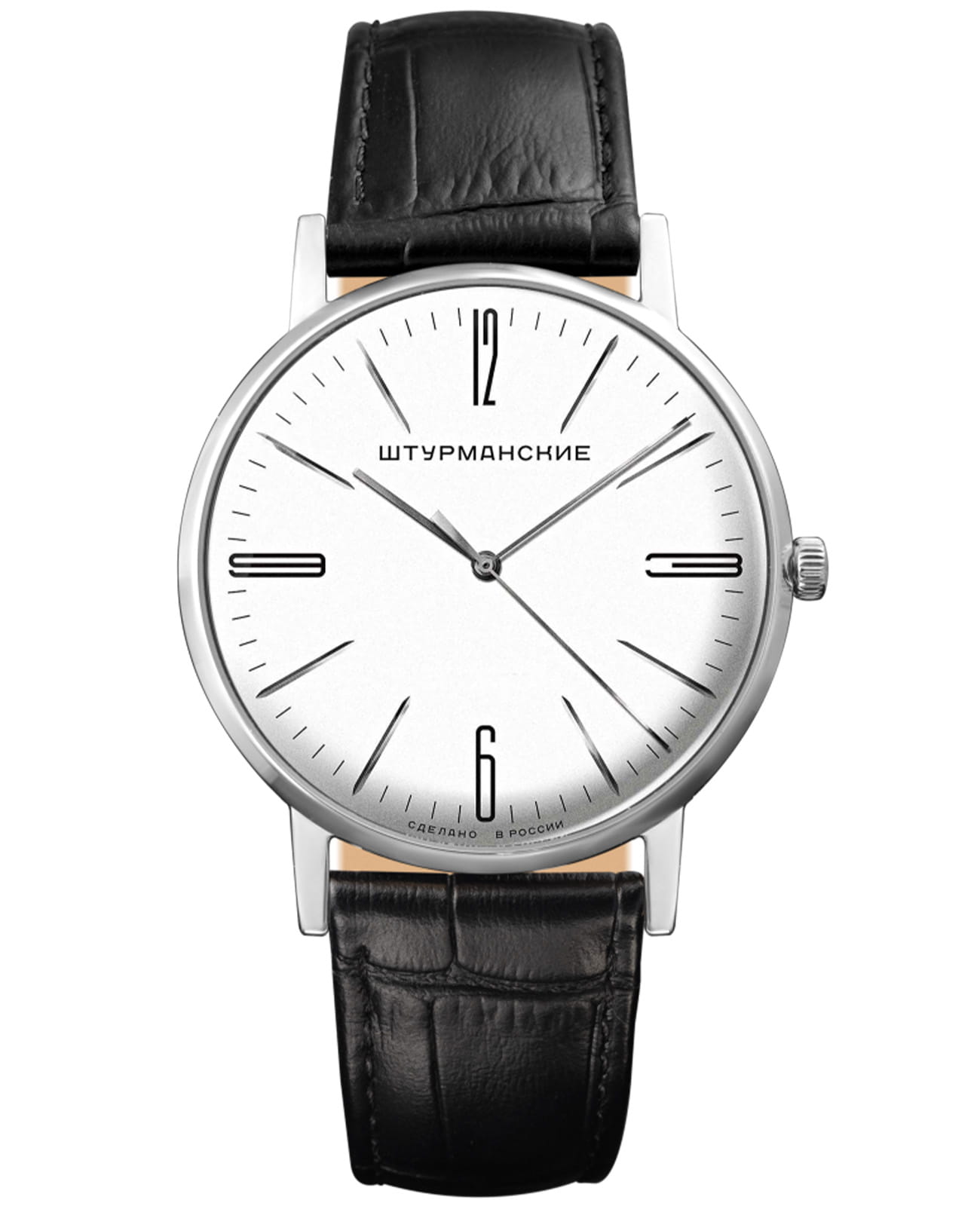 Штурманские Штурманские Открытый Космос VJ21/3461042  VJ21/3461042 кварцевые мужские часы белый циферблат, браслет кожаный — вид спереди