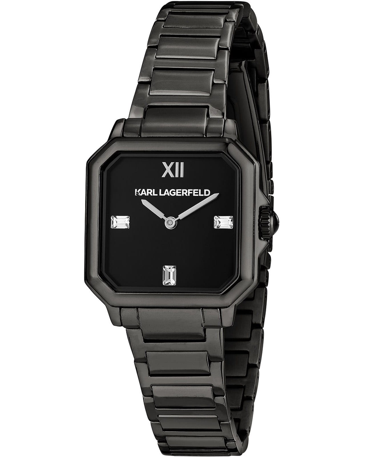 Karl Lagerfeld Karl Lagerfeld Square Classics R0553102504  R0553102504 кварцевые женские часы черный циферблат, браслет нержавеющая сталь с ip-покрытием — вид спереди