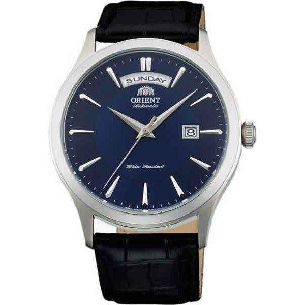 Orient Orient EV0V003D (FEV0V003D)  FEV0V003D механические мужские часы синий циферблат, браслет кожаный — вид спереди