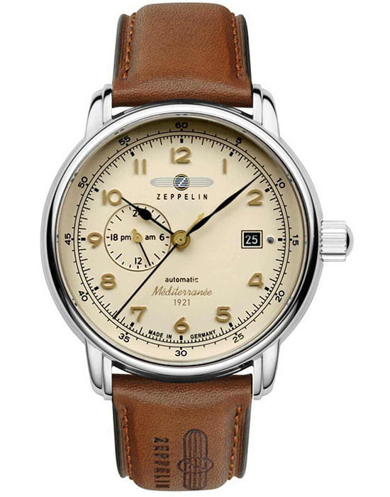 Zeppelin Zeppelin 100 Years Zeppelin of Mediterranee 96685  96685 механические мужские часы коричневый циферблат, браслет кожаный — вид спереди