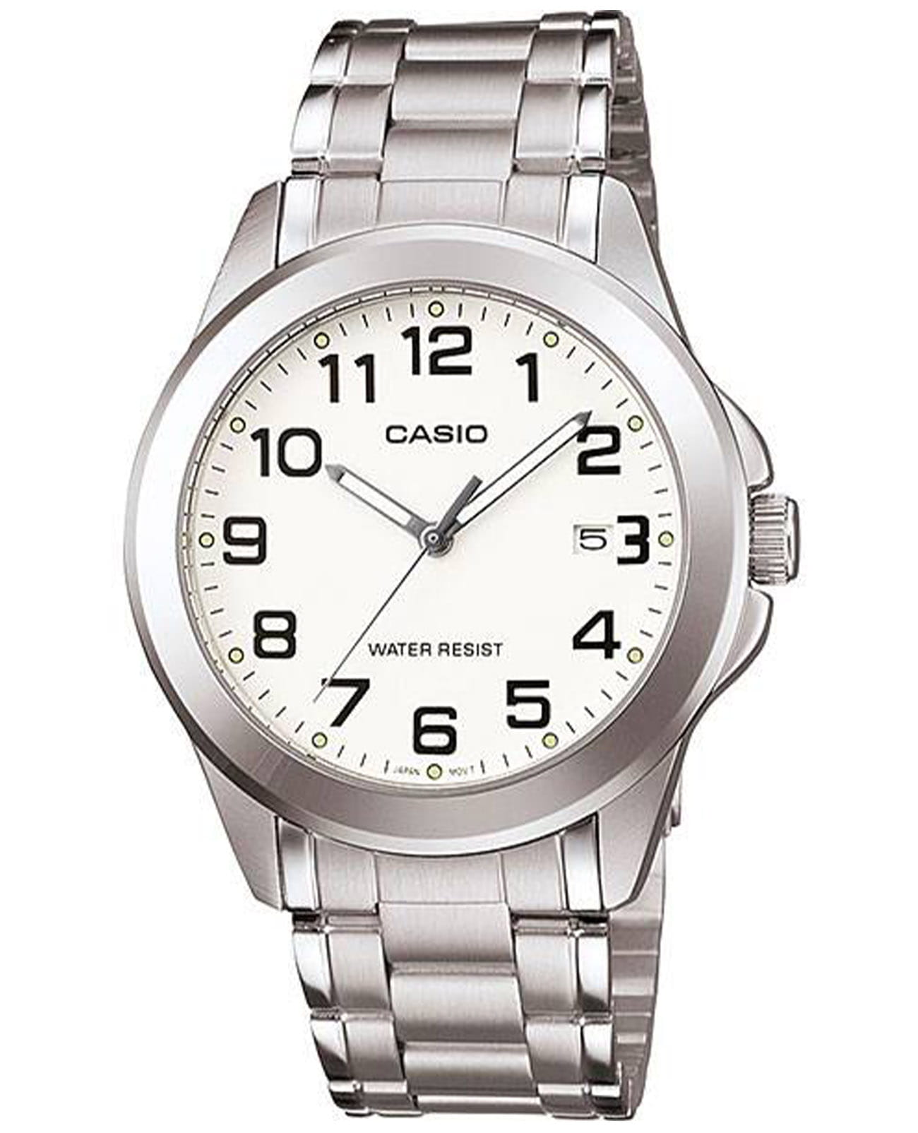 Casio Casio Collection MTP-1215A-7B2  MTP-1215A-7B2 кварцевые мужские часы белый циферблат, браслет нержавеющая сталь — вид спереди