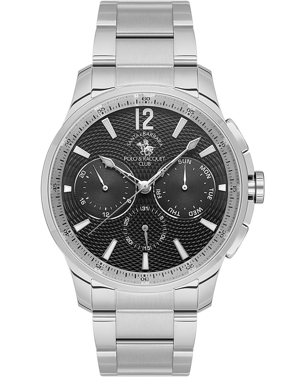 Santa Barbara Polo & Racquet Club Santa Barbara Polo & Racquet Club Legend SB.1.10537-2  SB.1.10537-2 кварцевые мужские часы черный циферблат, браслет нержавеющая сталь — вид спереди