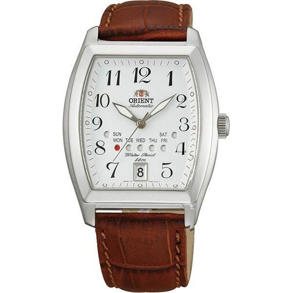 Orient Orient FPAC004W (FFPAC004W)  FFPAC004W механические мужские часы белый циферблат, браслет кожа + текстиль — вид спереди