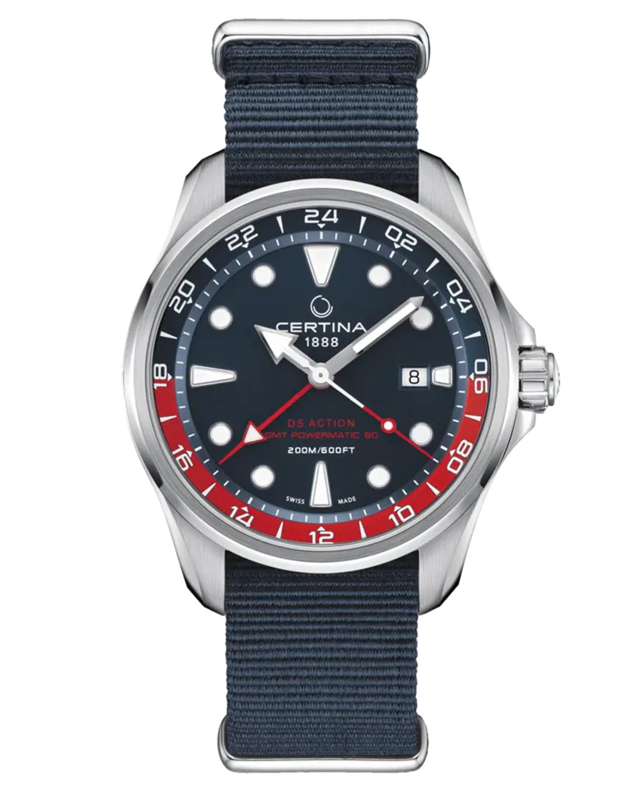 Certina Certina DS Action C032.429.18.041.00 DS Action C0324291804100 механические мужские часы синий циферблат, браслет тканевый — вид спереди