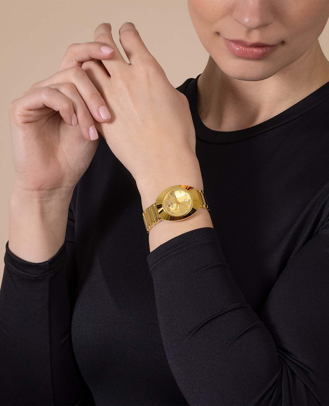 Rado Rado DiaStar Original R12171713 механические женские часы часы крупный план желтый циферблата