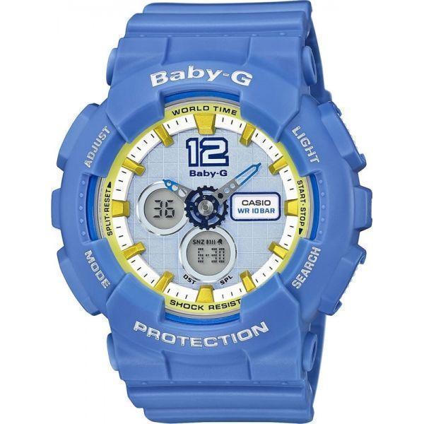 Casio Casio Baby-G BA-120-2B  BA-120-2B кварцевые женские часы голубой циферблат, браслет пластик — вид спереди