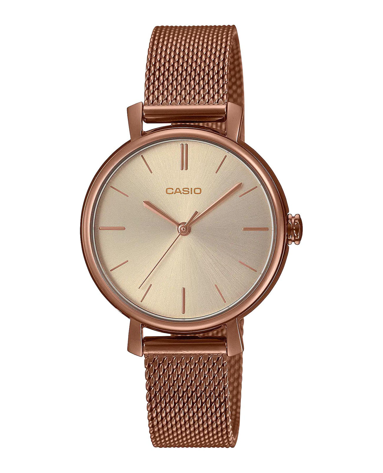 Casio Casio Collection LTP-2024VMR-9  LTP-2024VMR-9 кварцевые женские часы бежевый циферблат, браслет сталь с ip покрытием — вид спереди