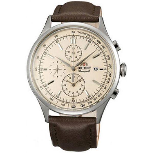 Orient Orient TT0V004Y (FTT0V004Y)  FTT0V004Y  мужские часы бежевый циферблат, браслет кожа + текстиль — вид спереди