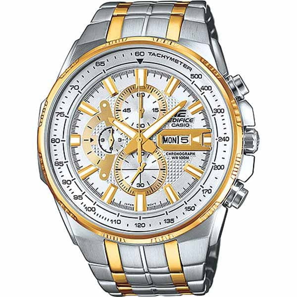 Casio Casio Edifice EFR-549SG-7A EFR EFR-549SG-7A кварцевые мужские часы серебристый циферблат, браслет сталь c pvd покрытием — вид спереди