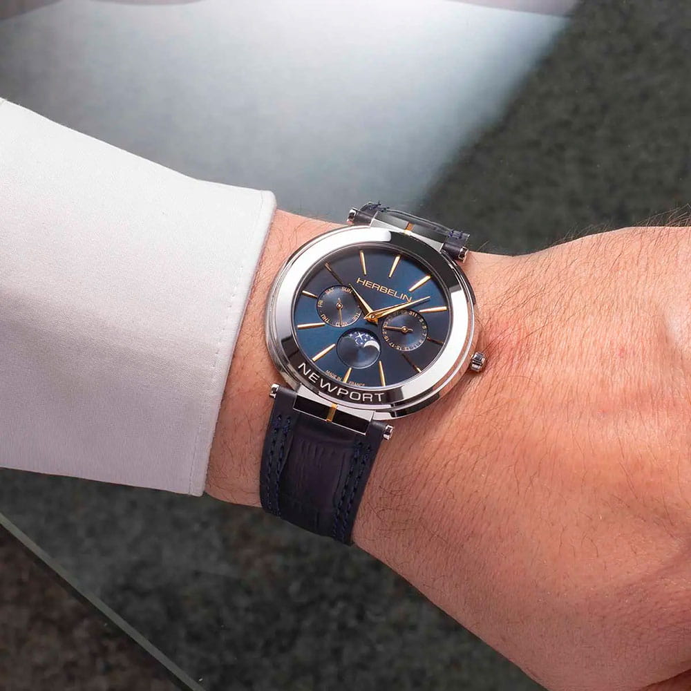 Оригинальные часы Herbelin Herbelin Newport Slim 12722T15BL кварцевые калибр механизма ronda 706 общий вид