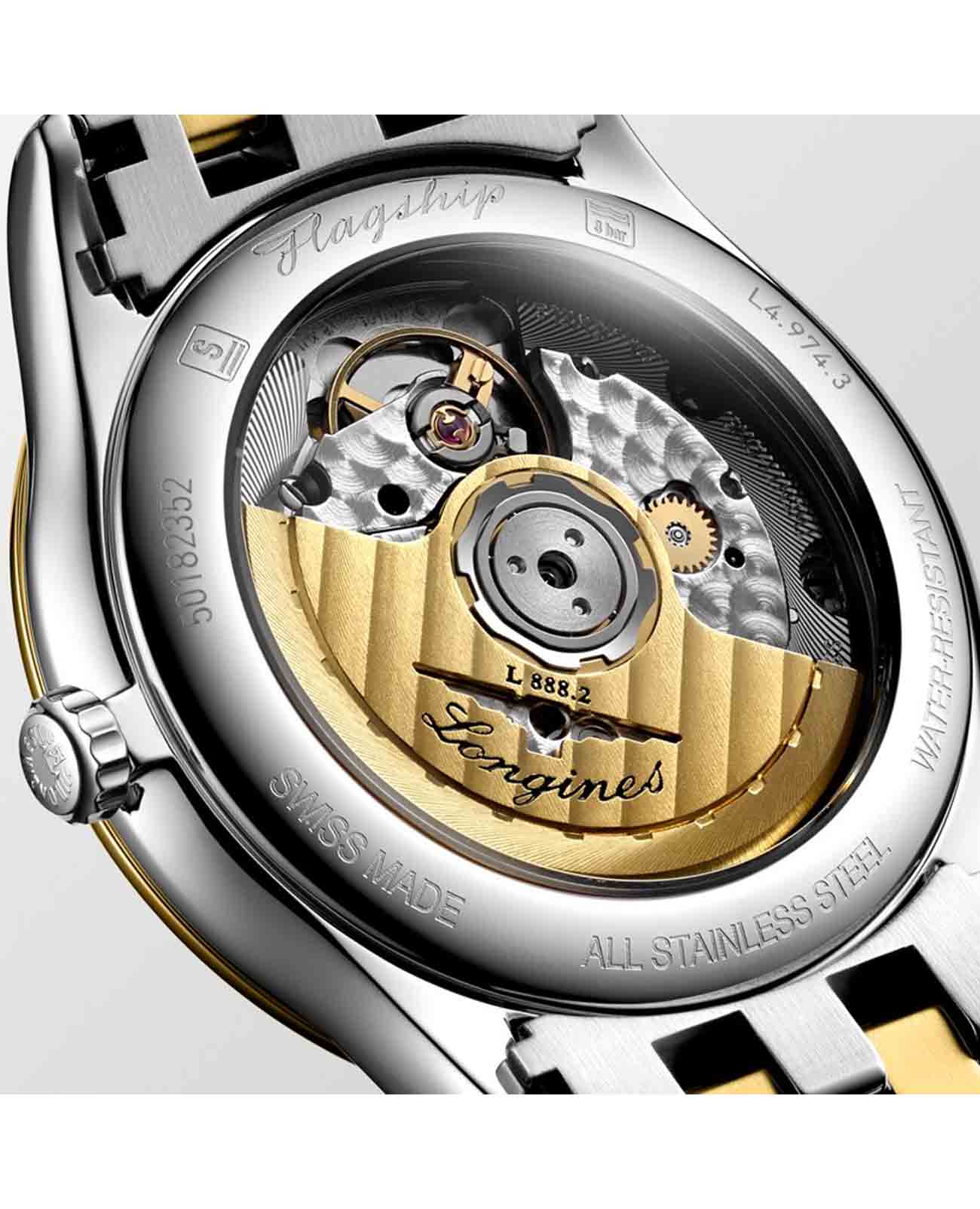 Longines Longines Flagship  L4.974.3.27.7 мужские часы белый циферблат на запястье