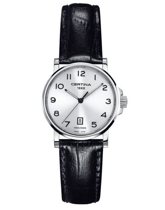 Certina Certina DS Caimano C017.210.16.032.00 DS Caimano C0172101603200 кварцевые женские часы черный циферблат, браслет кожаный — вид спереди