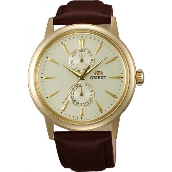 Orient Orient UW00003Y (FUW00003Y)  FUW00003Y  мужские часы шампань циферблат, браслет кожа + текстиль — вид спереди