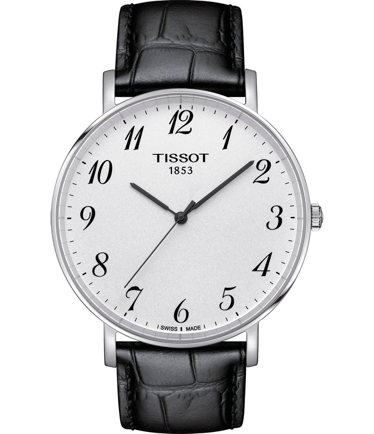 Tissot Tissot Everytime Large T109.610.16.032.00 Everytime T1096101603200 кварцевые мужские часы белый циферблат, браслет кожаный — вид спереди
